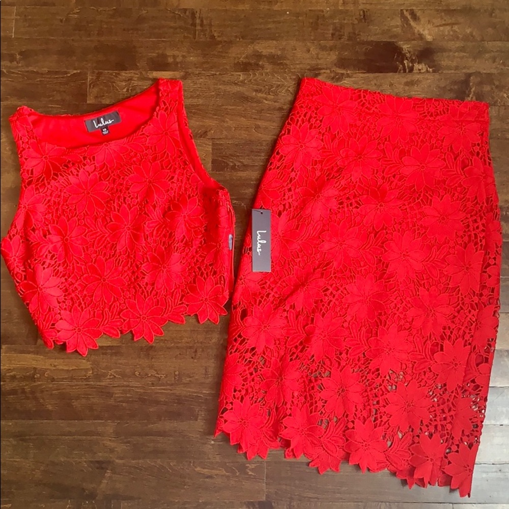 Lulu's Red Lace Two-Piece Set